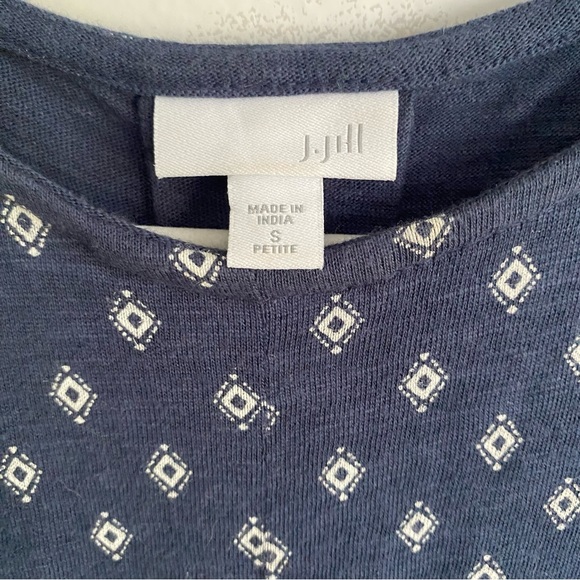 J. Jill Sleeveless Flare Dark Blue White Abstract Print Mini Dress Size … - Picture 2 of 13
